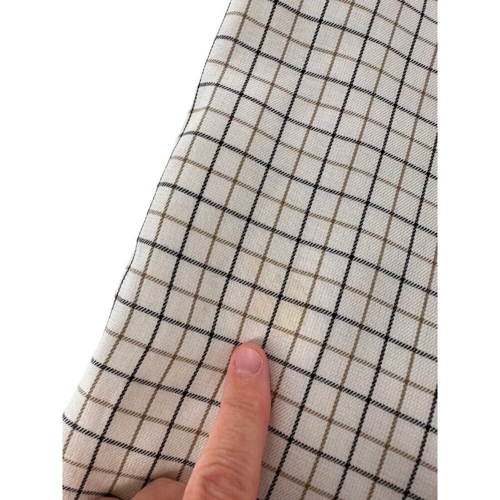 Vtg Liz Claiborne Beige Black Checkered Rayon Midi Skirt Size 12 Academia Money - Picture 13 of 13